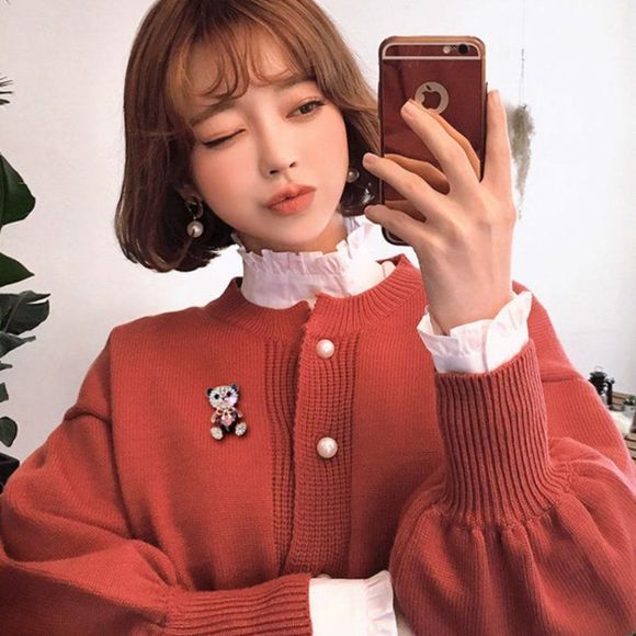 Teddy Bear Brooch | Heart Bowknot Crystal Rhinestones Bear Pin Lucky Cha… - Picture 3 of 4